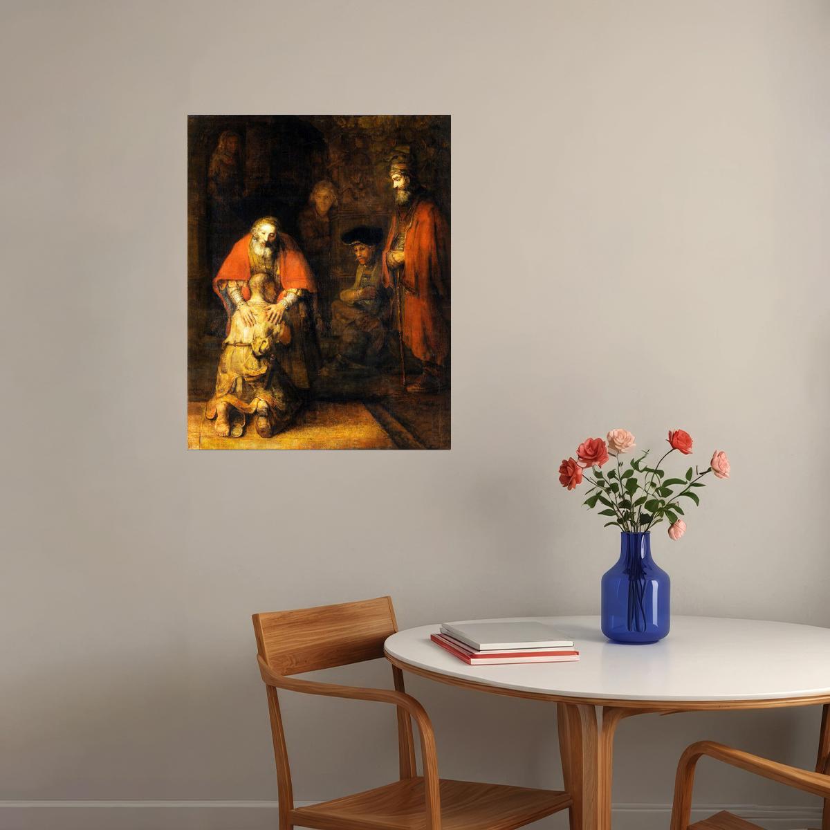 RETURN OF THE PRODIGAL SON RELIGION PAINTING BY REMBRANDT POSTER