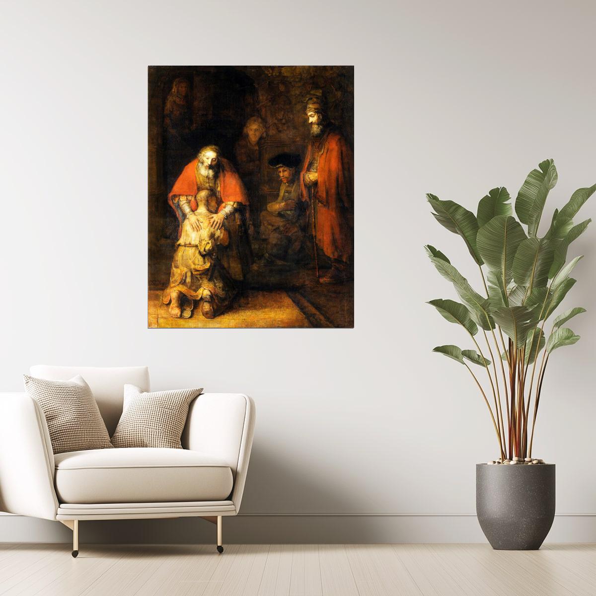 RETURN OF THE PRODIGAL SON RELIGION PAINTING BY REMBRANDT POSTER