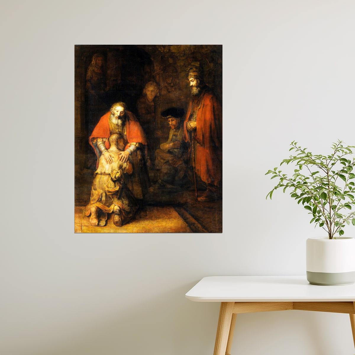 RETURN OF THE PRODIGAL SON RELIGION PAINTING BY REMBRANDT POSTER