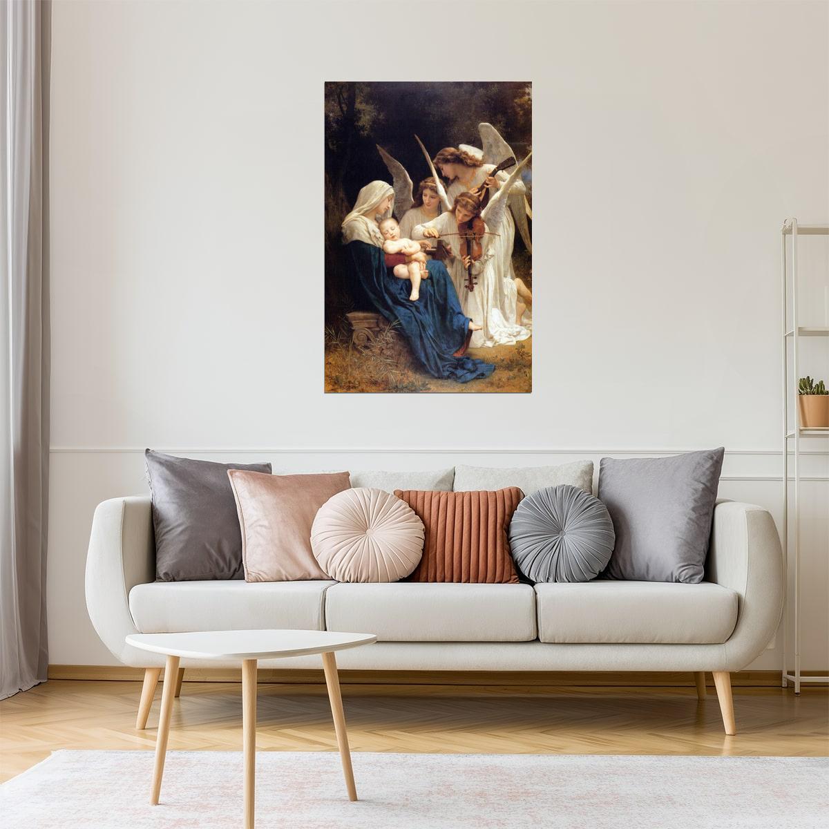 SONG OF THE ANGELS VIOLIN TO MARY AND BABY JESUS PAINTING BY BOUGUEREAU POSTER