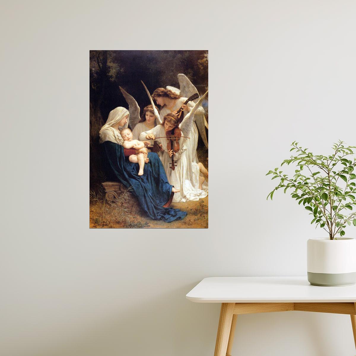 SONG OF THE ANGELS VIOLIN TO MARY AND BABY JESUS PAINTING BY BOUGUEREAU POSTER