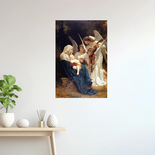 SONG OF THE ANGELS VIOLIN TO MARY AND BABY JESUS PAINTING BY BOUGUEREAU POSTER
