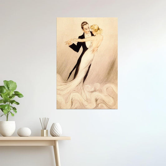 COUPLE DANCE WALTZ TANGO BALLROOM DANCE BY LOUIS ICART VINTAGE POSTER