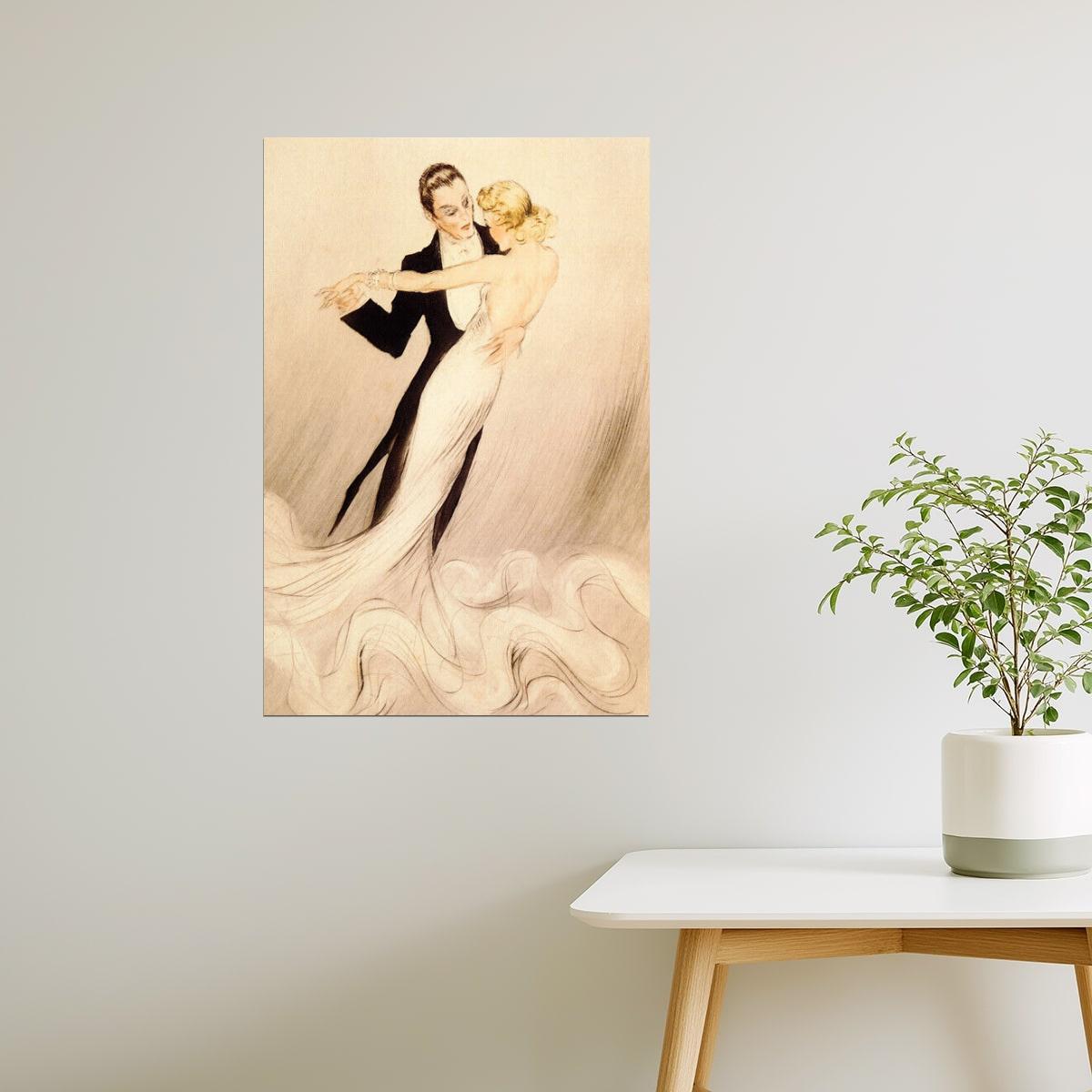 COUPLE DANCE WALTZ TANGO BALLROOM DANCE BY LOUIS ICART VINTAGE POSTER