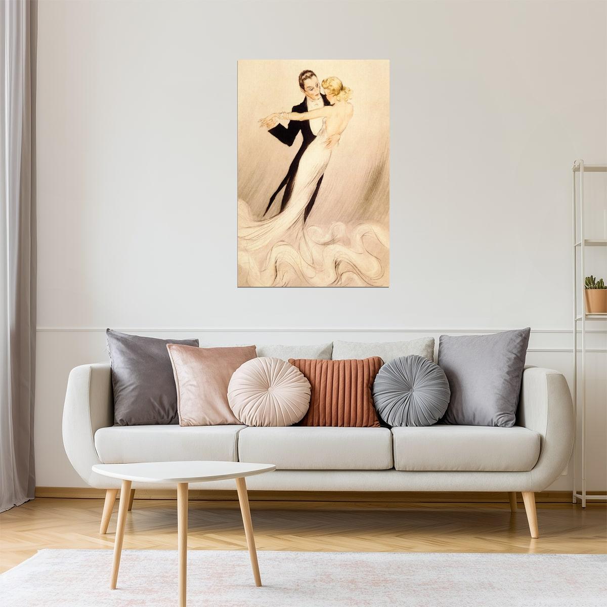 COUPLE DANCE WALTZ TANGO BALLROOM DANCE BY LOUIS ICART VINTAGE POSTER