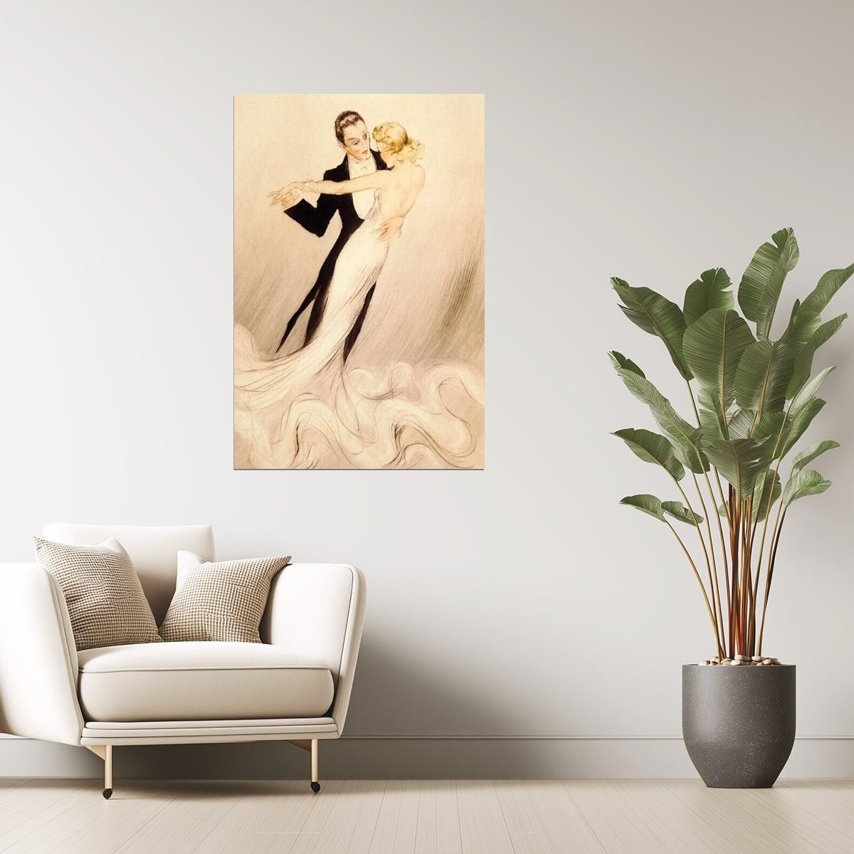 COUPLE DANCE WALTZ TANGO BALLROOM DANCE BY LOUIS ICART VINTAGE POSTER