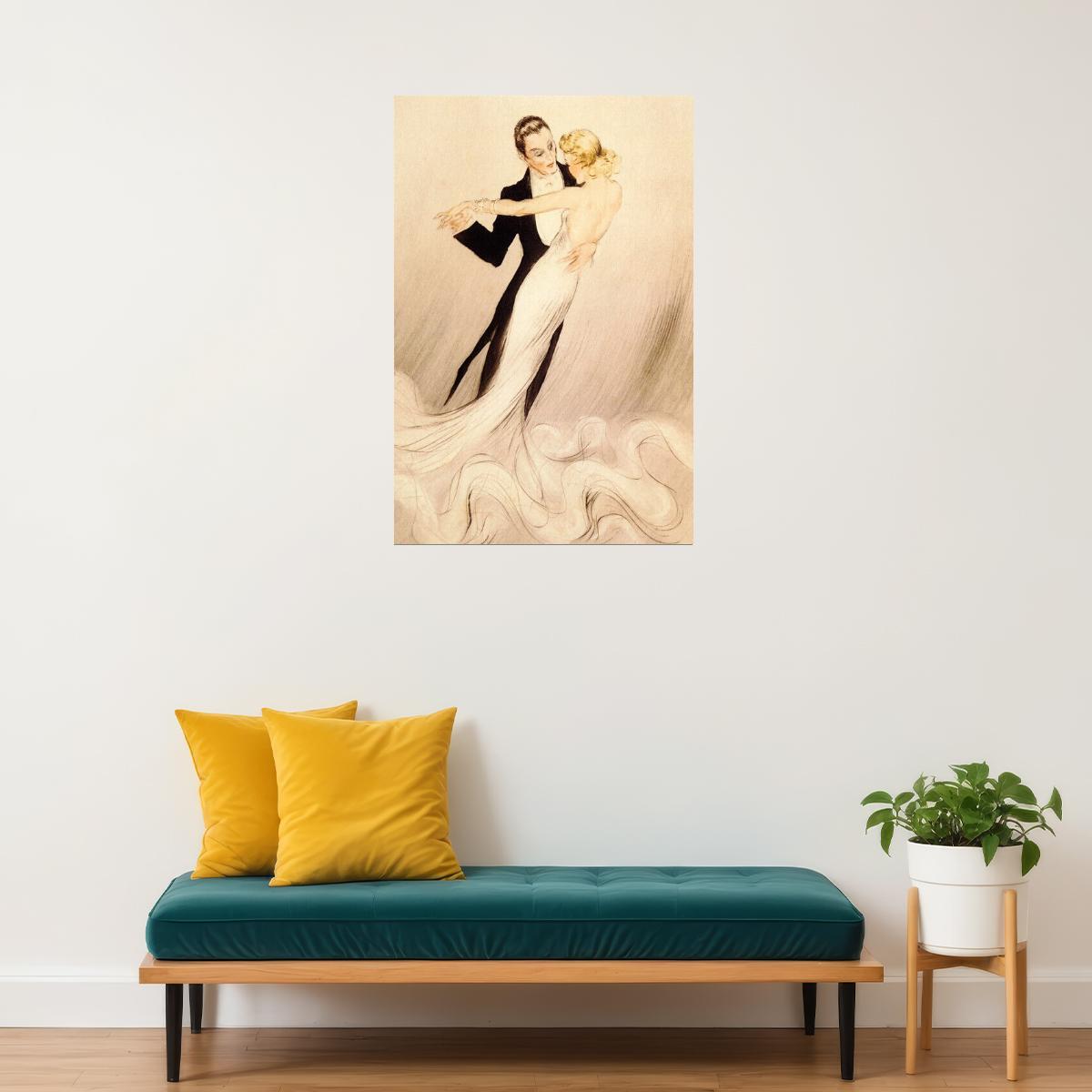 COUPLE DANCE WALTZ TANGO BALLROOM DANCE BY LOUIS ICART VINTAGE POSTER