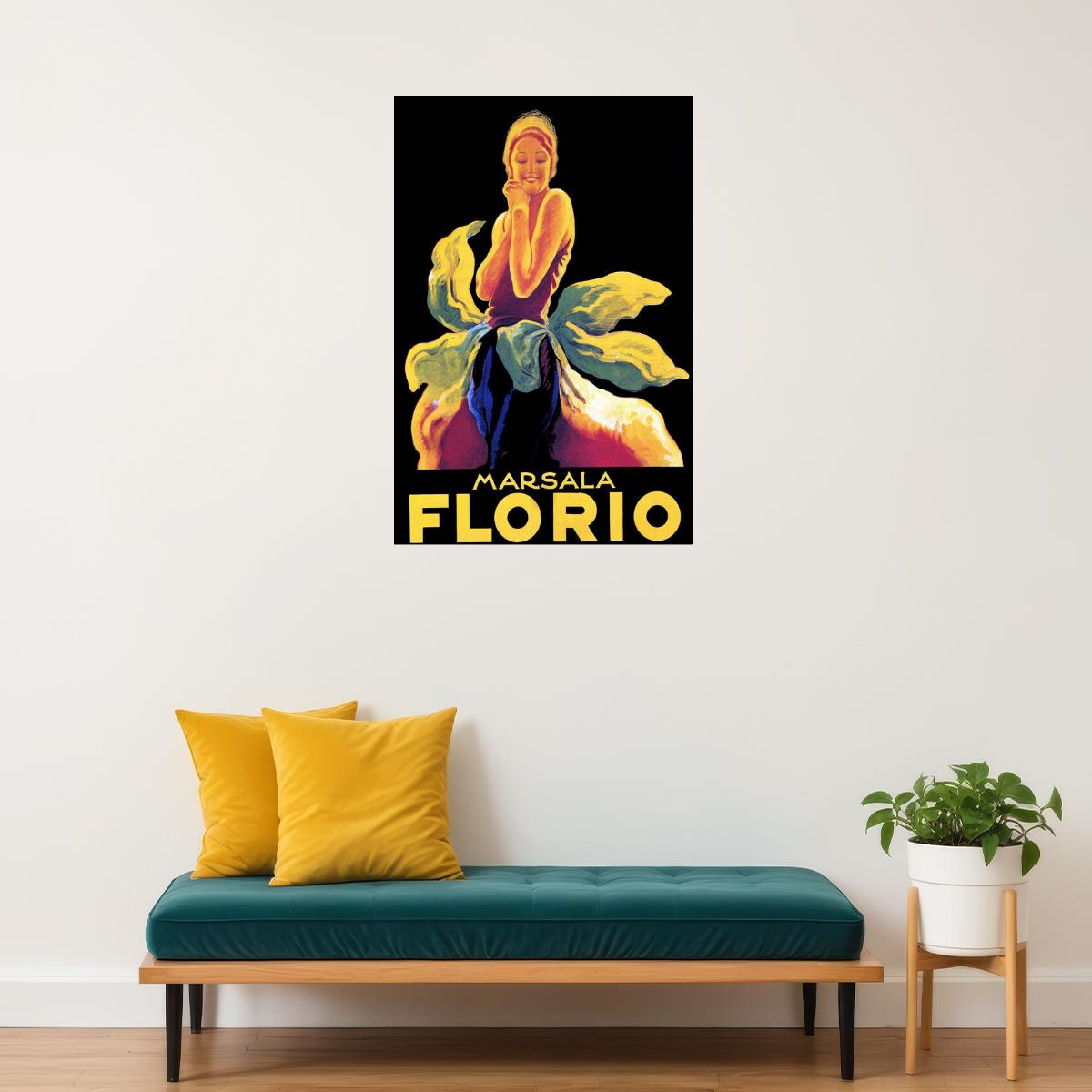 MARSALA FLORIO DRINK ALCOHOL ITALIAN GIRL ITALY CAPPIELLO VINTAGE POSTER
