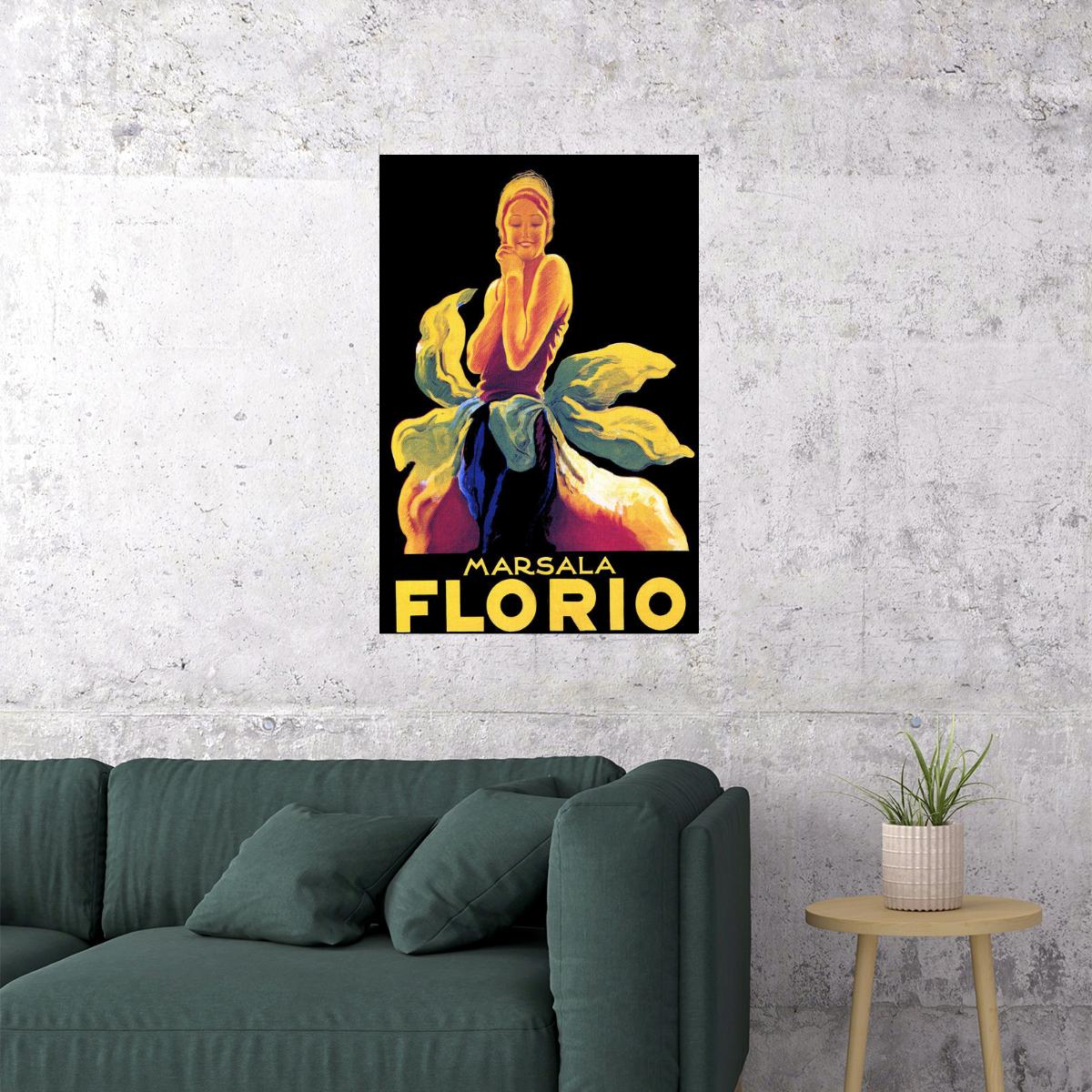 MARSALA FLORIO DRINK ALCOHOL ITALIAN GIRL ITALY CAPPIELLO VINTAGE POSTER