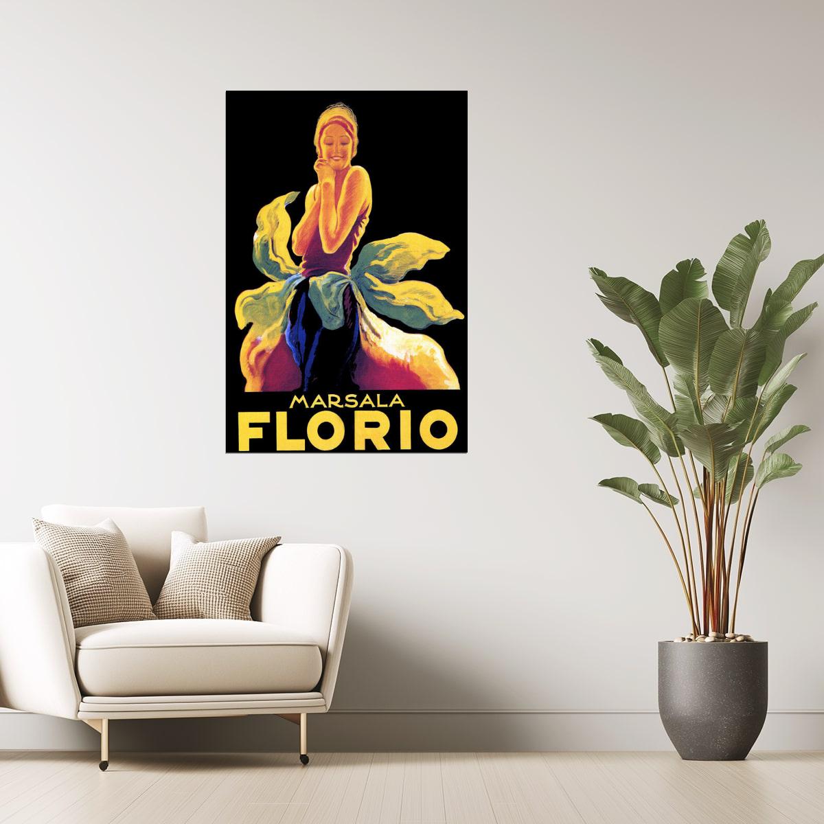 MARSALA FLORIO DRINK ALCOHOL ITALIAN GIRL ITALY CAPPIELLO VINTAGE POSTER