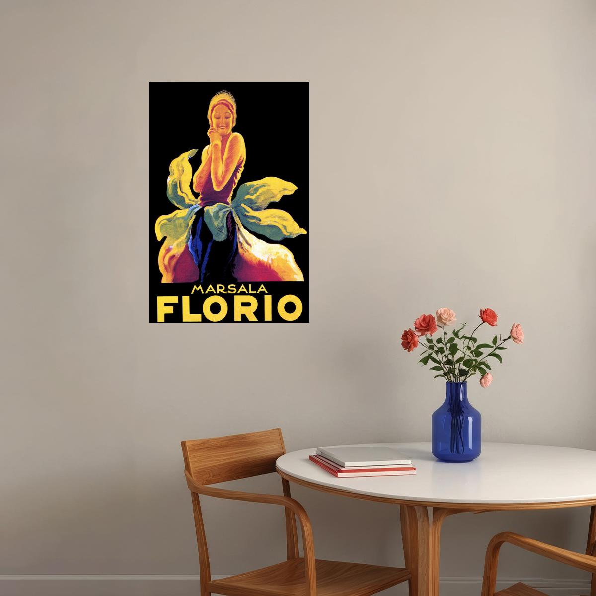 MARSALA FLORIO DRINK ALCOHOL ITALIAN GIRL ITALY CAPPIELLO VINTAGE POSTER