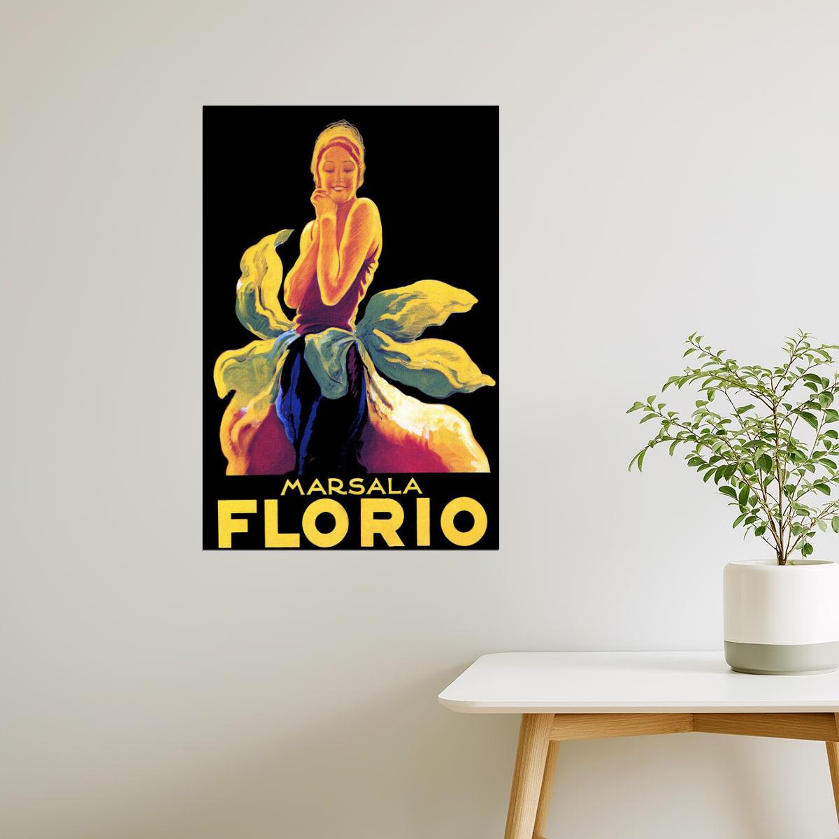 MARSALA FLORIO DRINK ALCOHOL ITALIAN GIRL ITALY CAPPIELLO VINTAGE POSTER