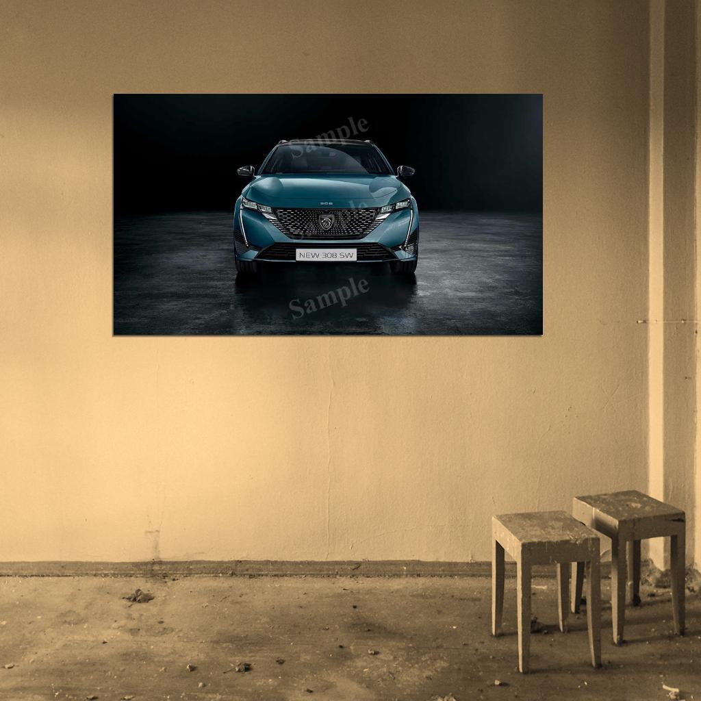 308 Sw Hybrid 2021 High Res HD HQ Car Posters Home Decor Aesthetic Garage Man Cave For Men Boys Wall Art Poster