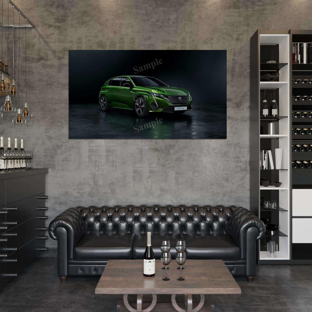 308 Hybrid 2021 High Res HD HQ Car Posters Home Decor Aesthetic Garage Man Cave For Men Boys Wall Art Poster