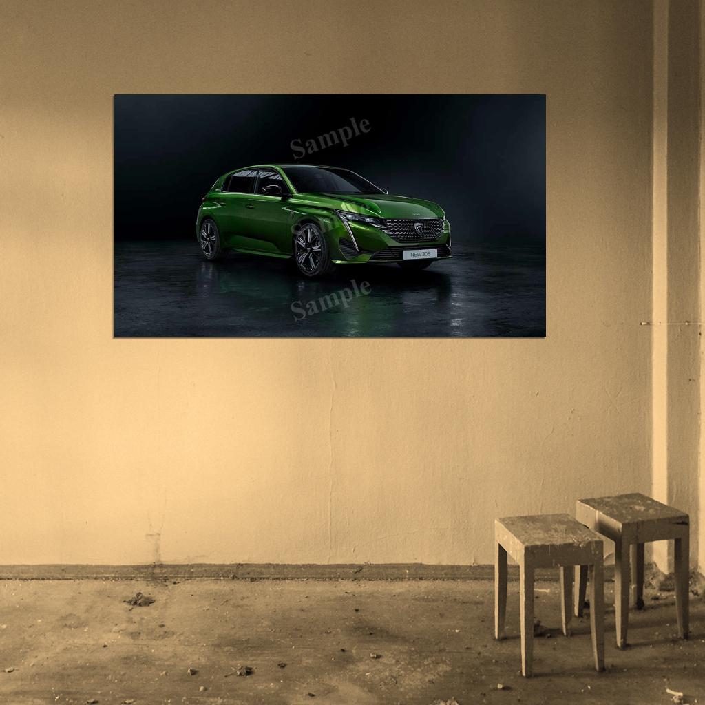 308 Hybrid 2021 High Res HD HQ Car Posters Home Decor Aesthetic Garage Man Cave For Men Boys Wall Art Poster
