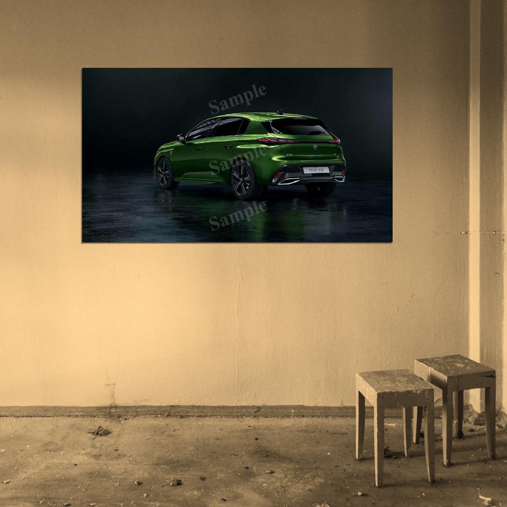 308 Hybrid 2021 High Res HD HQ Car Posters Home Decor Aesthetic Garage Man Cave For Men Boys Wall Art Poster