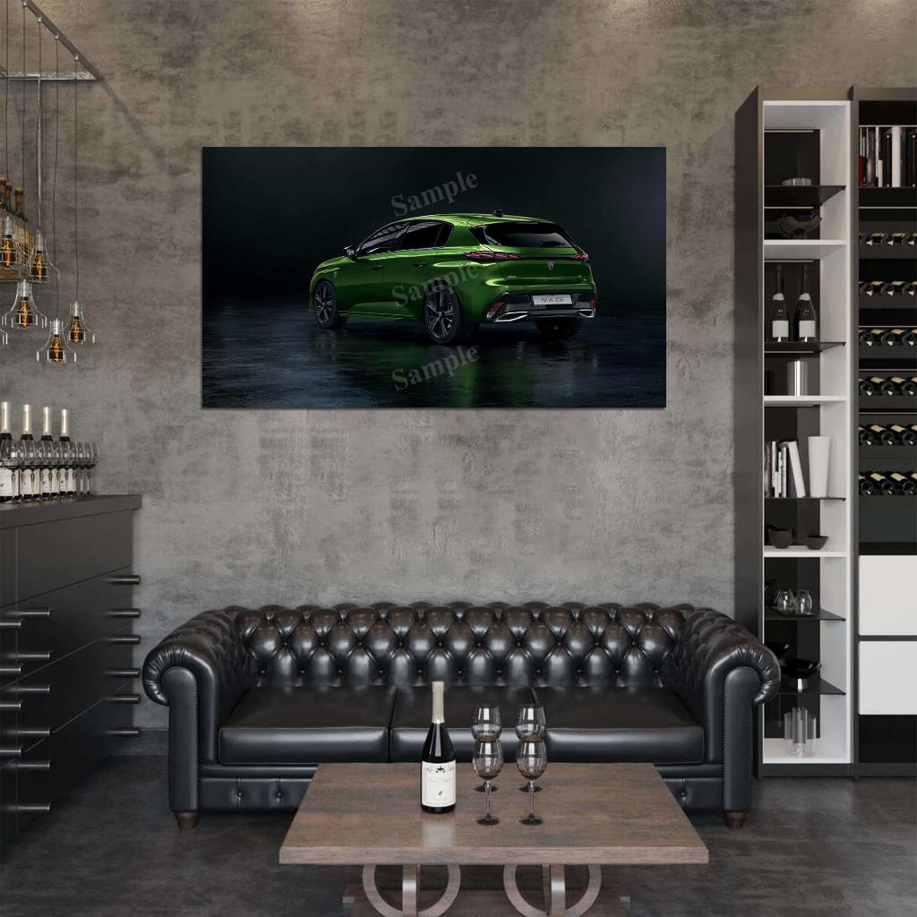 308 Hybrid 2021 High Res HD HQ Car Posters Home Decor Aesthetic Garage Man Cave For Men Boys Wall Art Poster