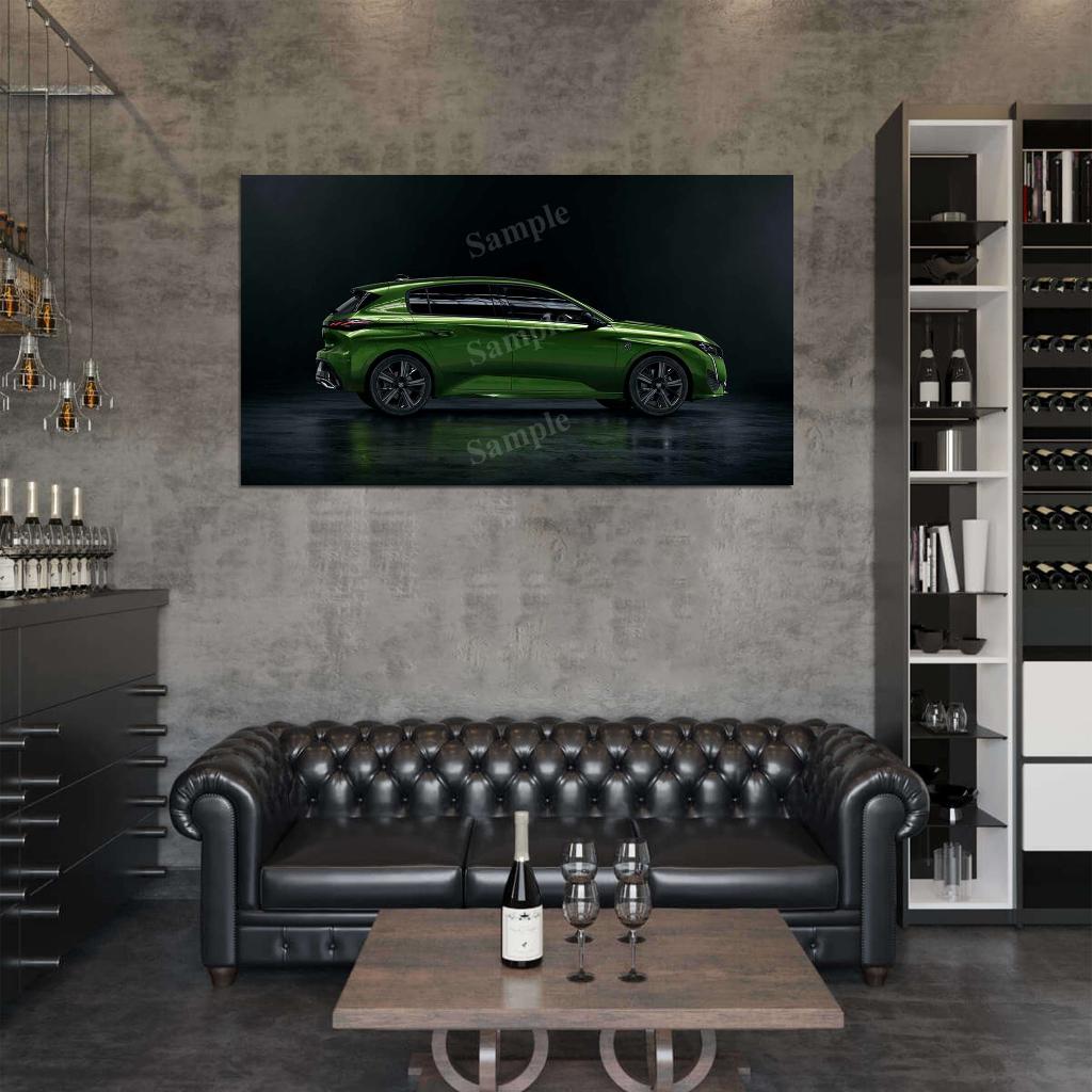 308 Hybrid 2021 High Res HD HQ Car Posters Home Decor Aesthetic Garage Man Cave For Men Boys Wall Art Poster