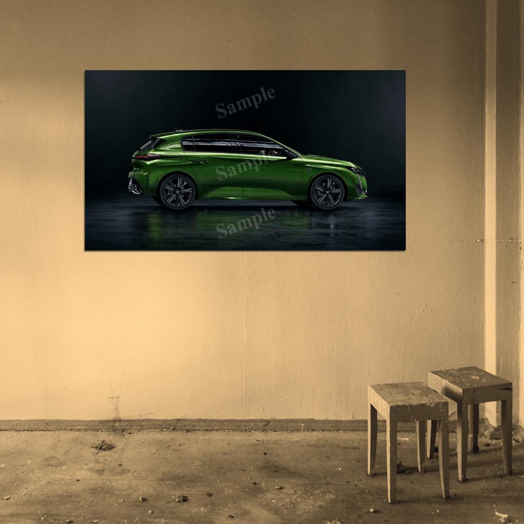 308 Hybrid 2021 High Res HD HQ Car Posters Home Decor Aesthetic Garage Man Cave For Men Boys Wall Art Poster