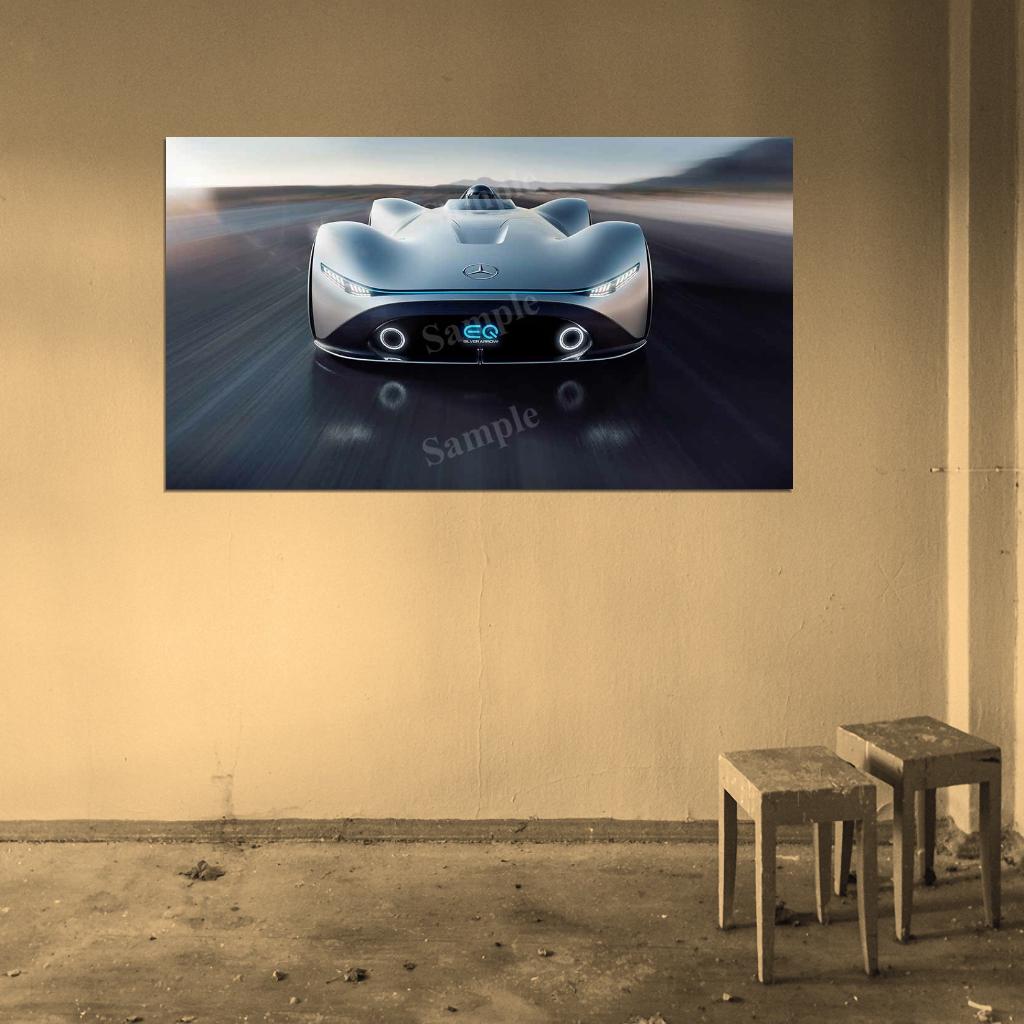 Vision Eq Silver Arrow High Res HD HQ Car Posters Home Decor Aesthetic Garage Man Cave For Men Boys Wall Art Poster