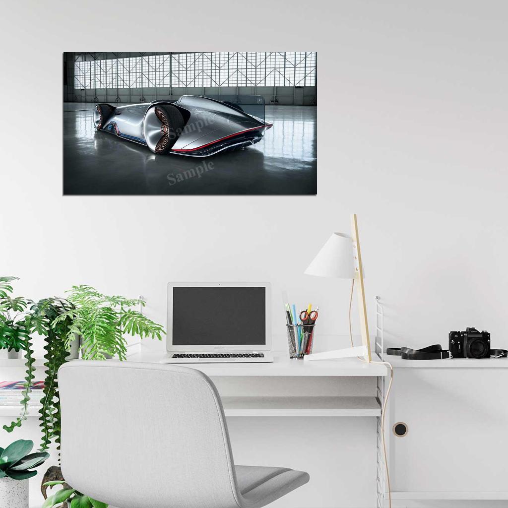 Vision Eq Silver Arrow High Res HD HQ Car Posters Home Decor Aesthetic Garage Man Cave For Men Boys Wall Art Poster