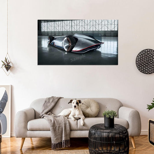 Vision Eq Silver Arrow High Res HD HQ Car Posters Home Decor Aesthetic Garage Man Cave For Men Boys Wall Art Poster