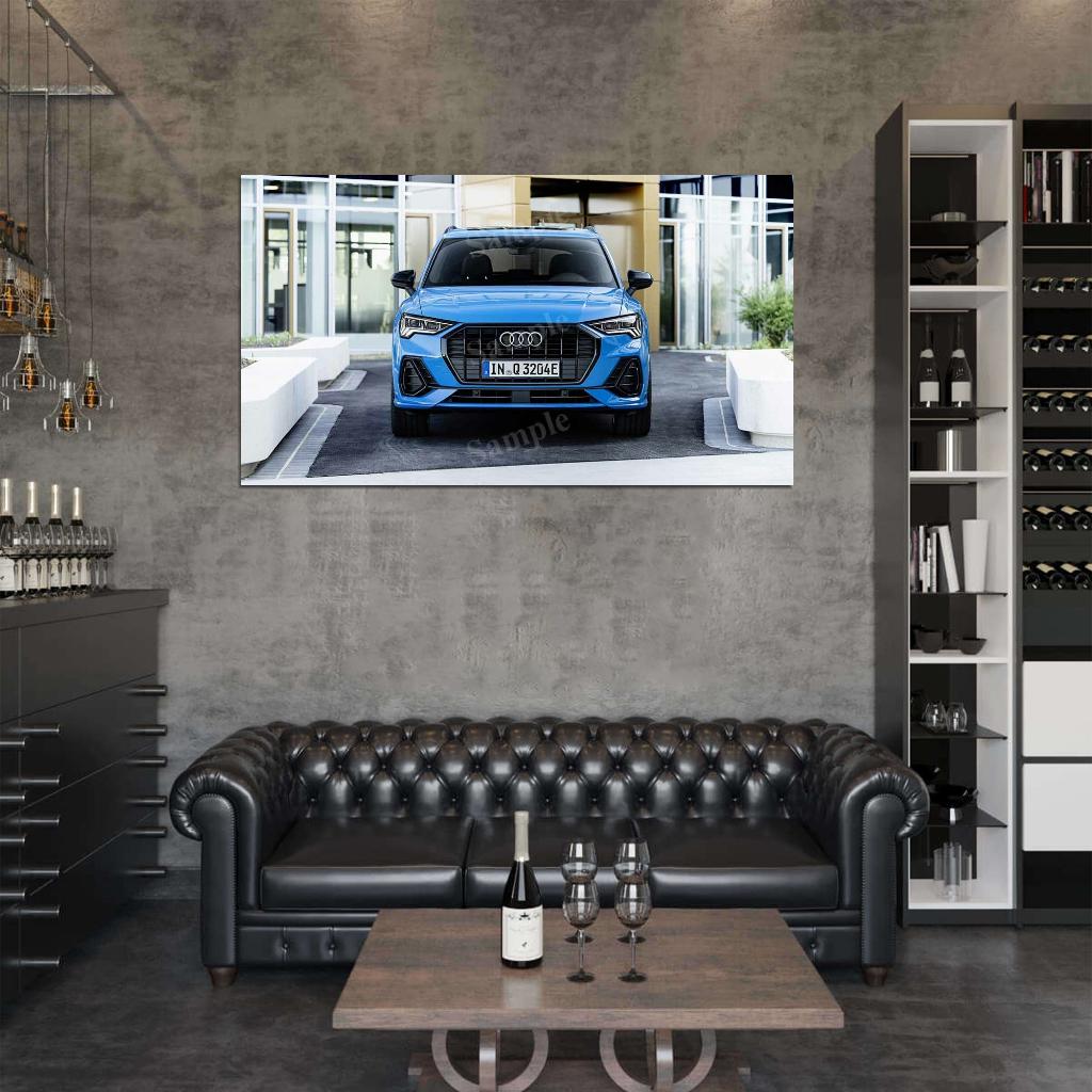 Q3 45 Tfsi E S Line Blue High Res HD HQ Car Posters Home Decor Aesthetic Garage Man Cave For Men Boys Wall Art Poster