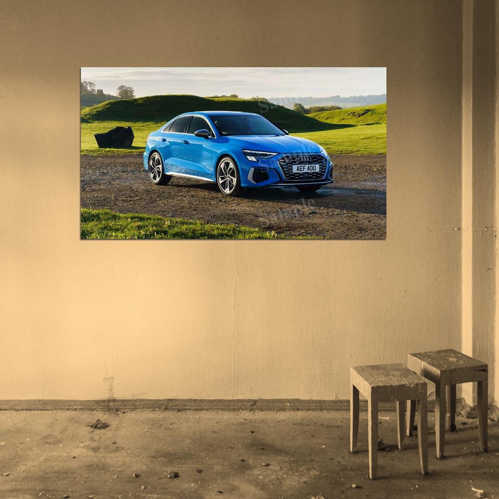 S3 Sedan Blue High Res HD HQ Car Posters Home Decor Aesthetic Garage Man Cave For Men Boys Wall Art Poster