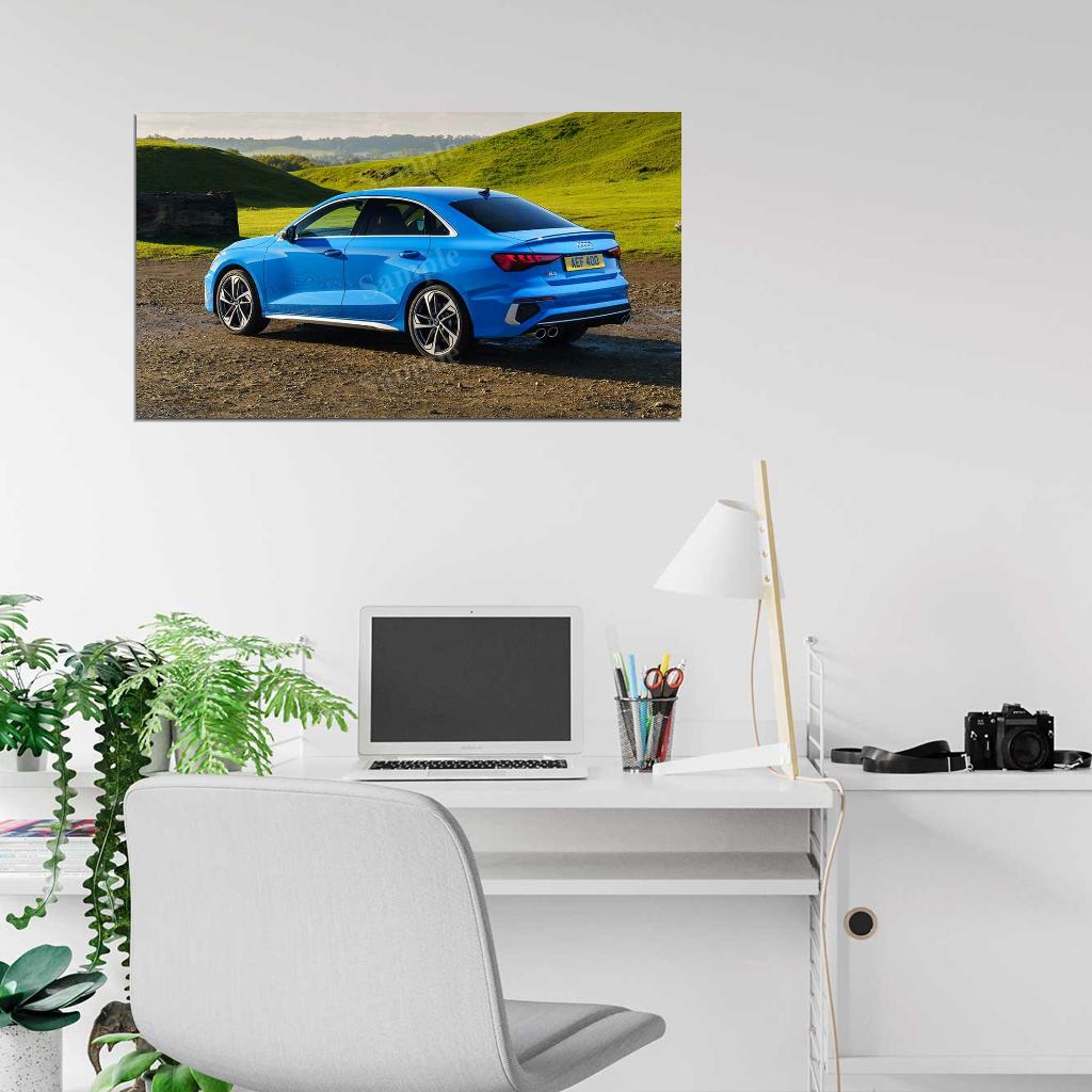 S3 Sedan Blue High Res HD HQ Car Posters Home Decor Aesthetic Garage Man Cave For Men Boys Wall Art Poster