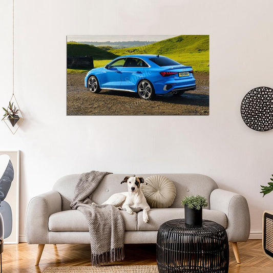 S3 Sedan Blue High Res HD HQ Car Posters Home Decor Aesthetic Garage Man Cave For Men Boys Wall Art Poster