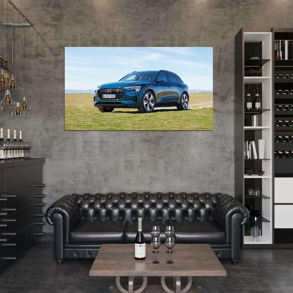 E Tron 55 Quattro Blue High Res HD HQ Car Posters Home Decor Aesthetic Garage Man Cave For Men Boys Wall Art Poster