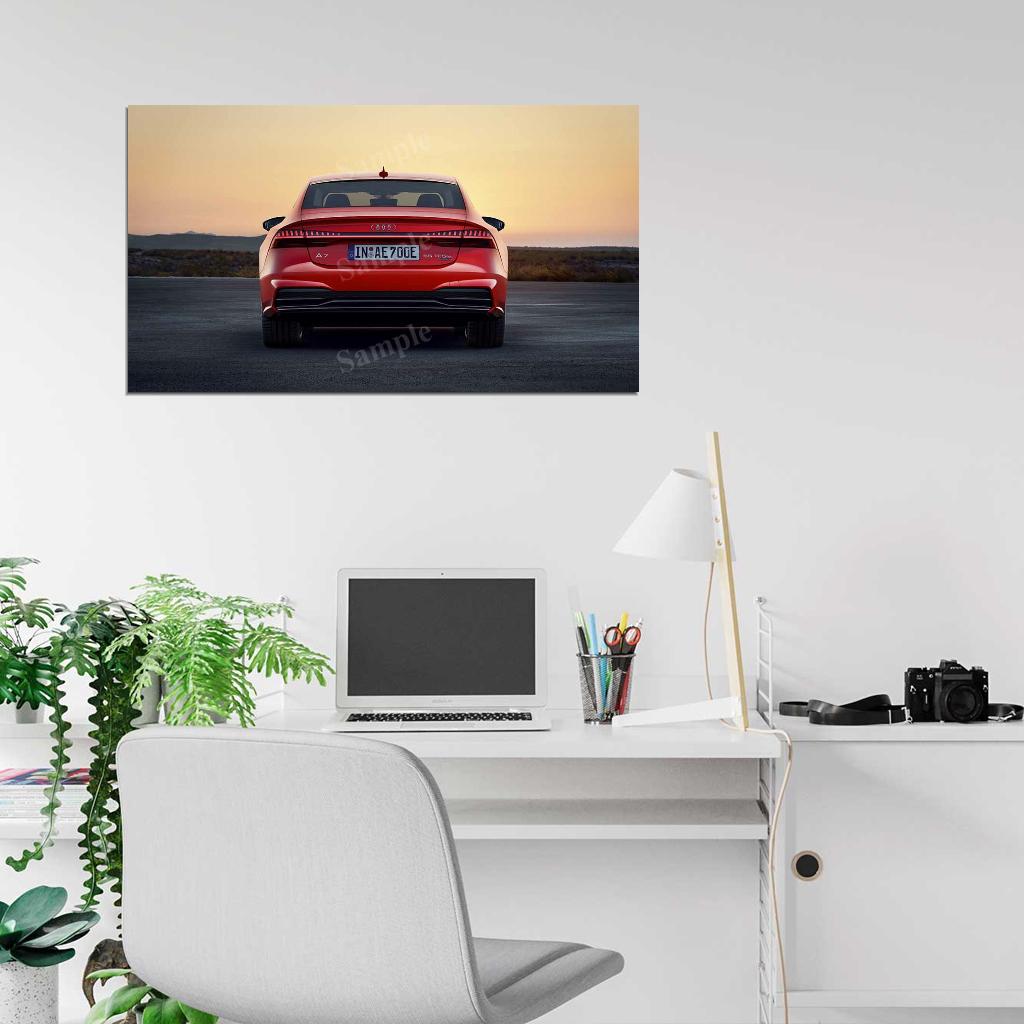 A7 Sportback 55 Tfsi Red High Res HD HQ Car Posters Home Decor Aesthetic Garage Man Cave For Men Boys Wall Art Poster