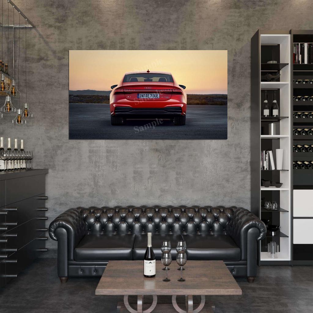 A7 Sportback 55 Tfsi Red High Res HD HQ Car Posters Home Decor Aesthetic Garage Man Cave For Men Boys Wall Art Poster