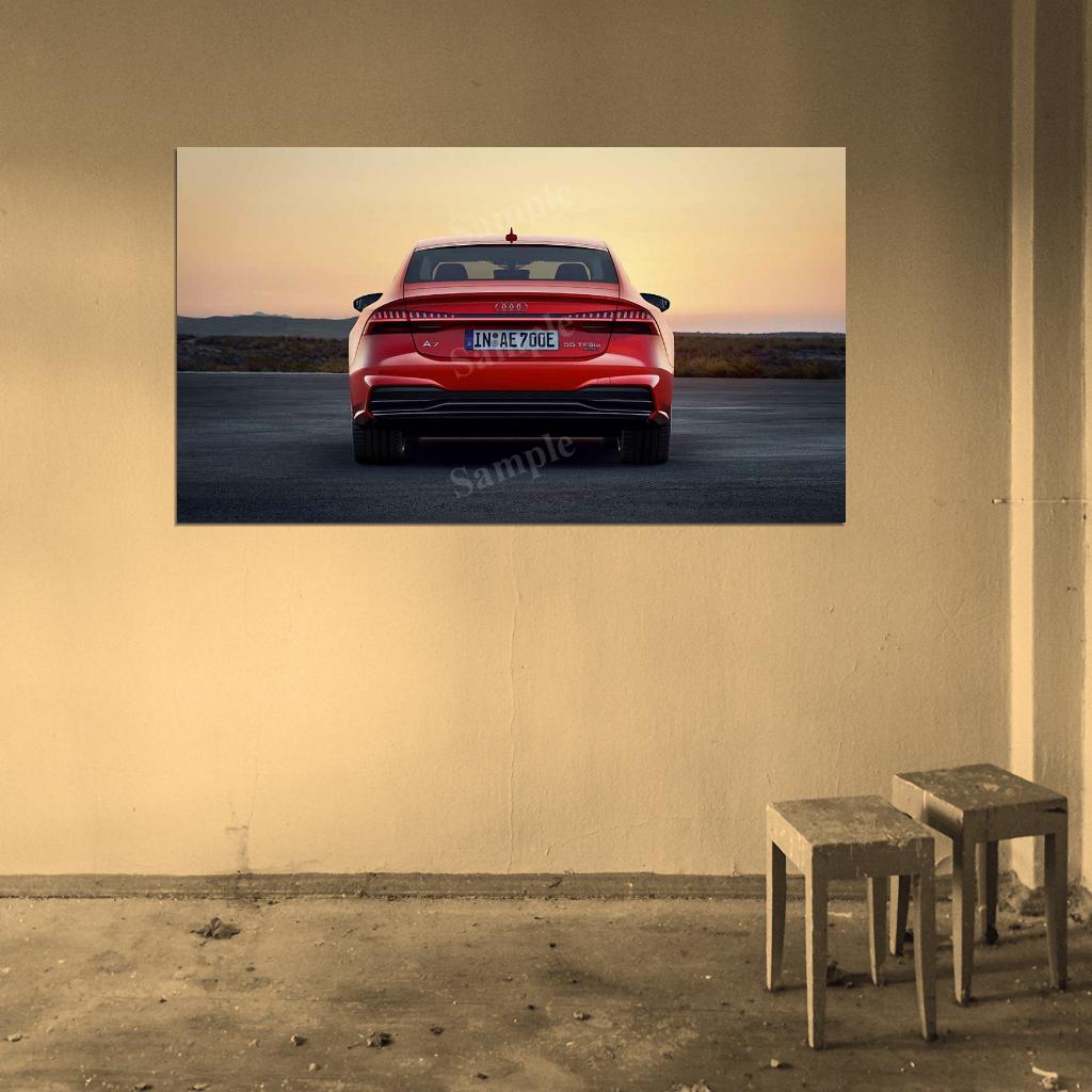 A7 Sportback 55 Tfsi Red High Res HD HQ Car Posters Home Decor Aesthetic Garage Man Cave For Men Boys Wall Art Poster