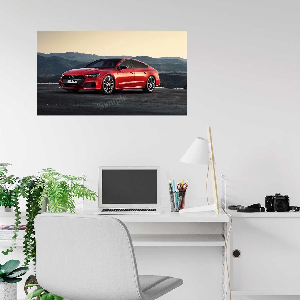 A7 Sportback 55 Tfsi Red High Res HD HQ Car Posters Home Decor Aesthetic Garage Man Cave For Men Boys Wall Art Poster