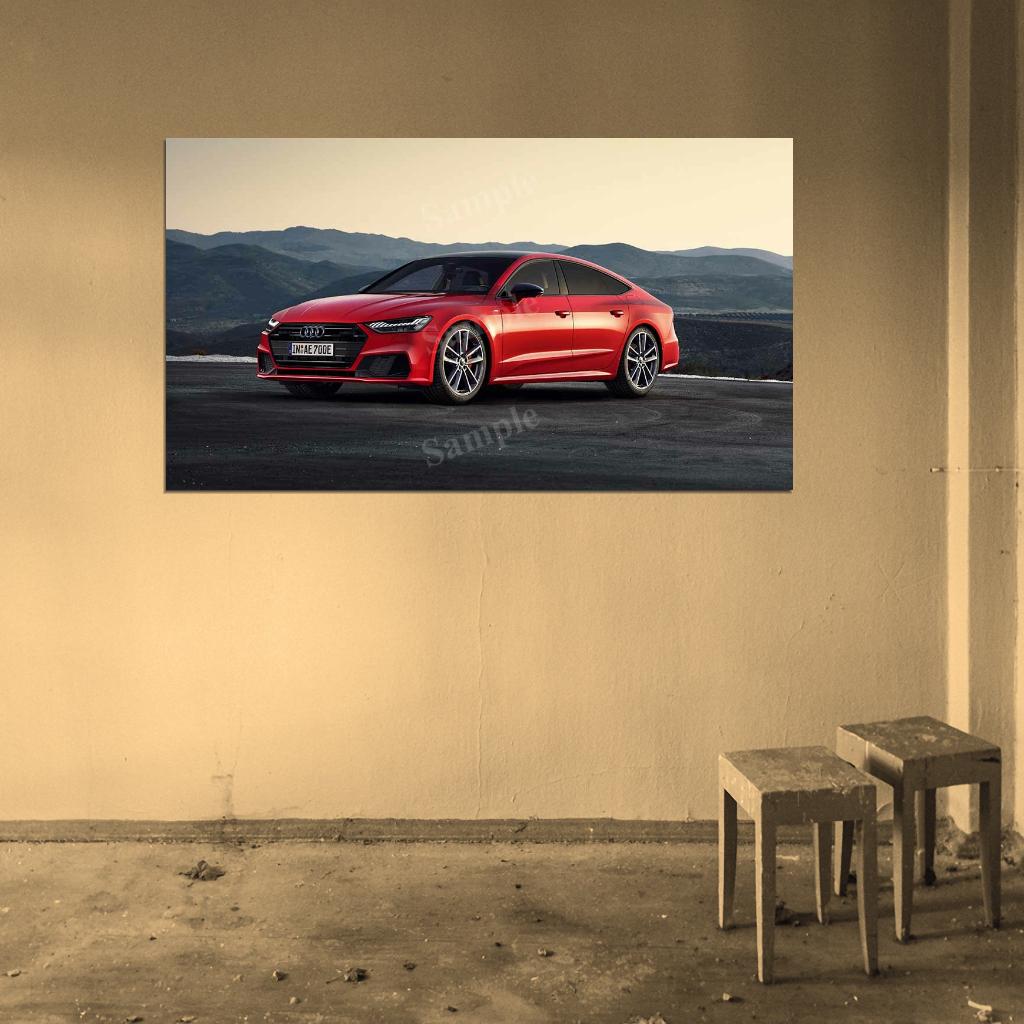 A7 Sportback 55 Tfsi Red High Res HD HQ Car Posters Home Decor Aesthetic Garage Man Cave For Men Boys Wall Art Poster