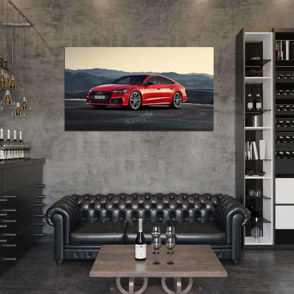 A7 Sportback 55 Tfsi Red High Res HD HQ Car Posters Home Decor Aesthetic Garage Man Cave For Men Boys Wall Art Poster