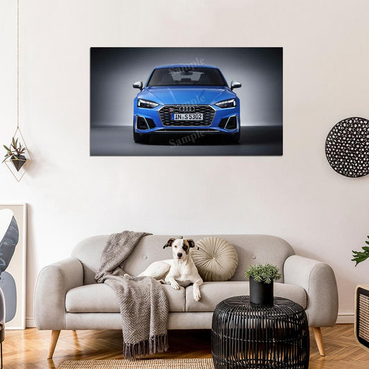 S5 Sportback Tdi Blue High Res HD HQ Car Posters Home Decor Aesthetic Garage Man Cave For Men Boys Wall Art Poster