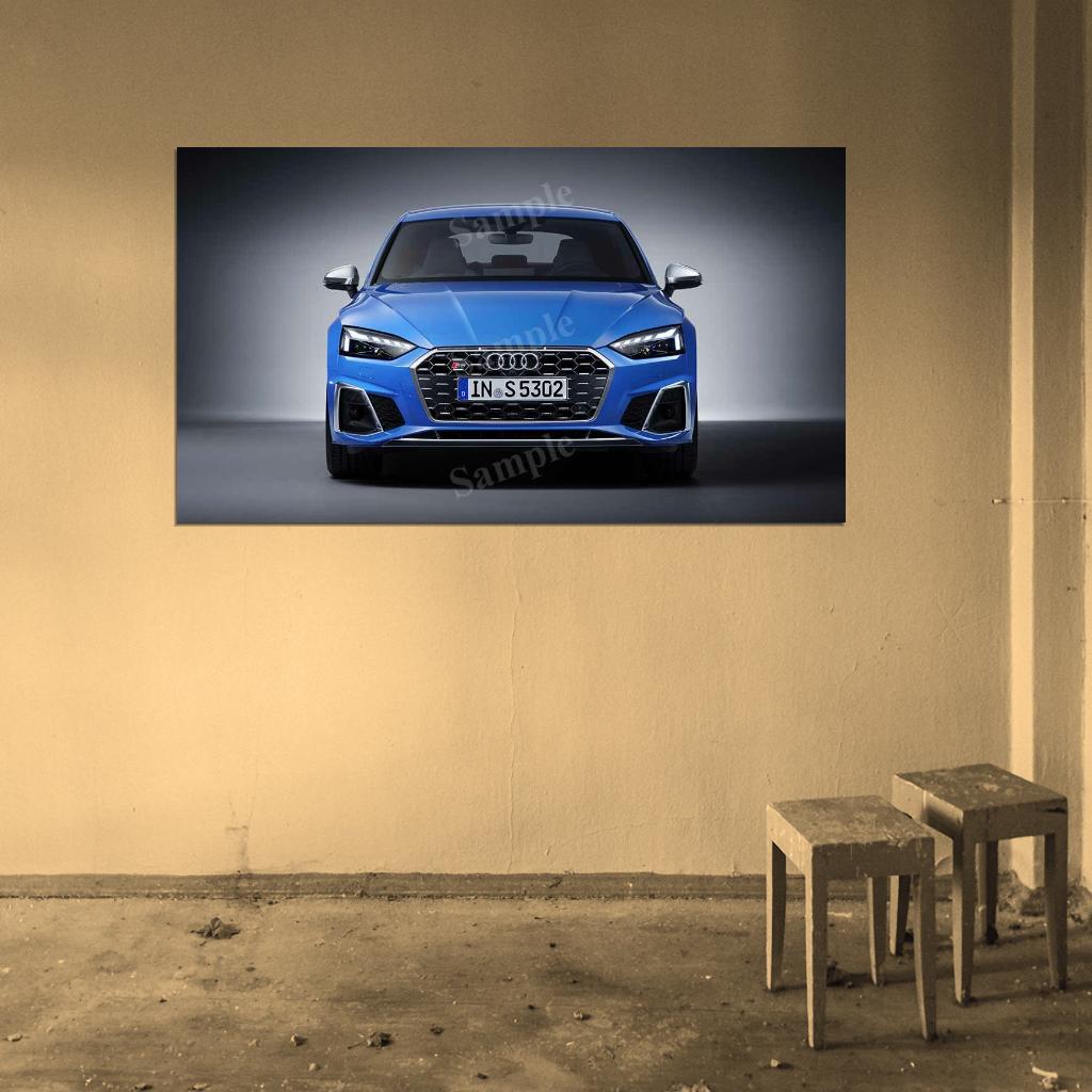 S5 Sportback Tdi Blue High Res HD HQ Car Posters Home Decor Aesthetic Garage Man Cave For Men Boys Wall Art Poster