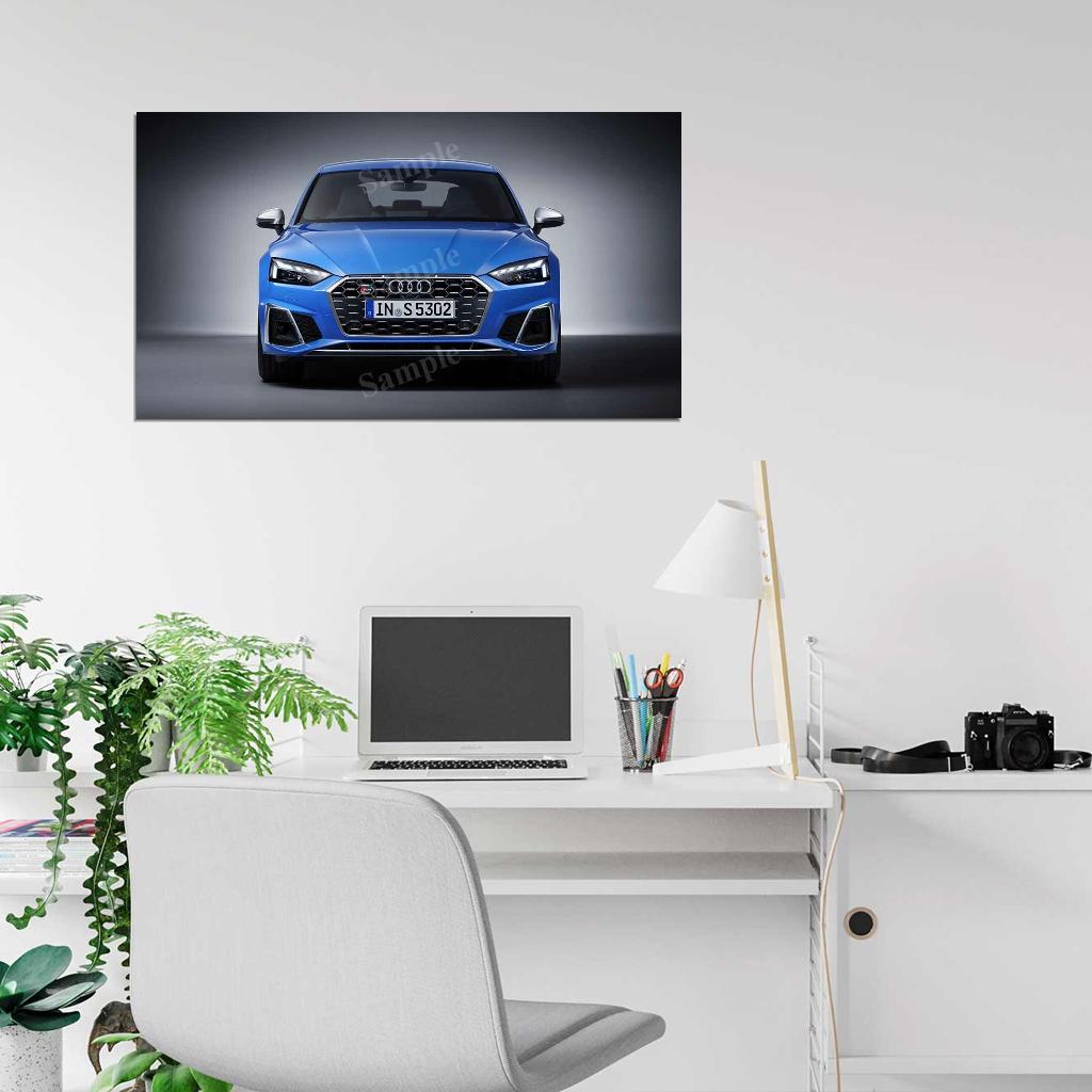 S5 Sportback Tdi Blue High Res HD HQ Car Posters Home Decor Aesthetic Garage Man Cave For Men Boys Wall Art Poster