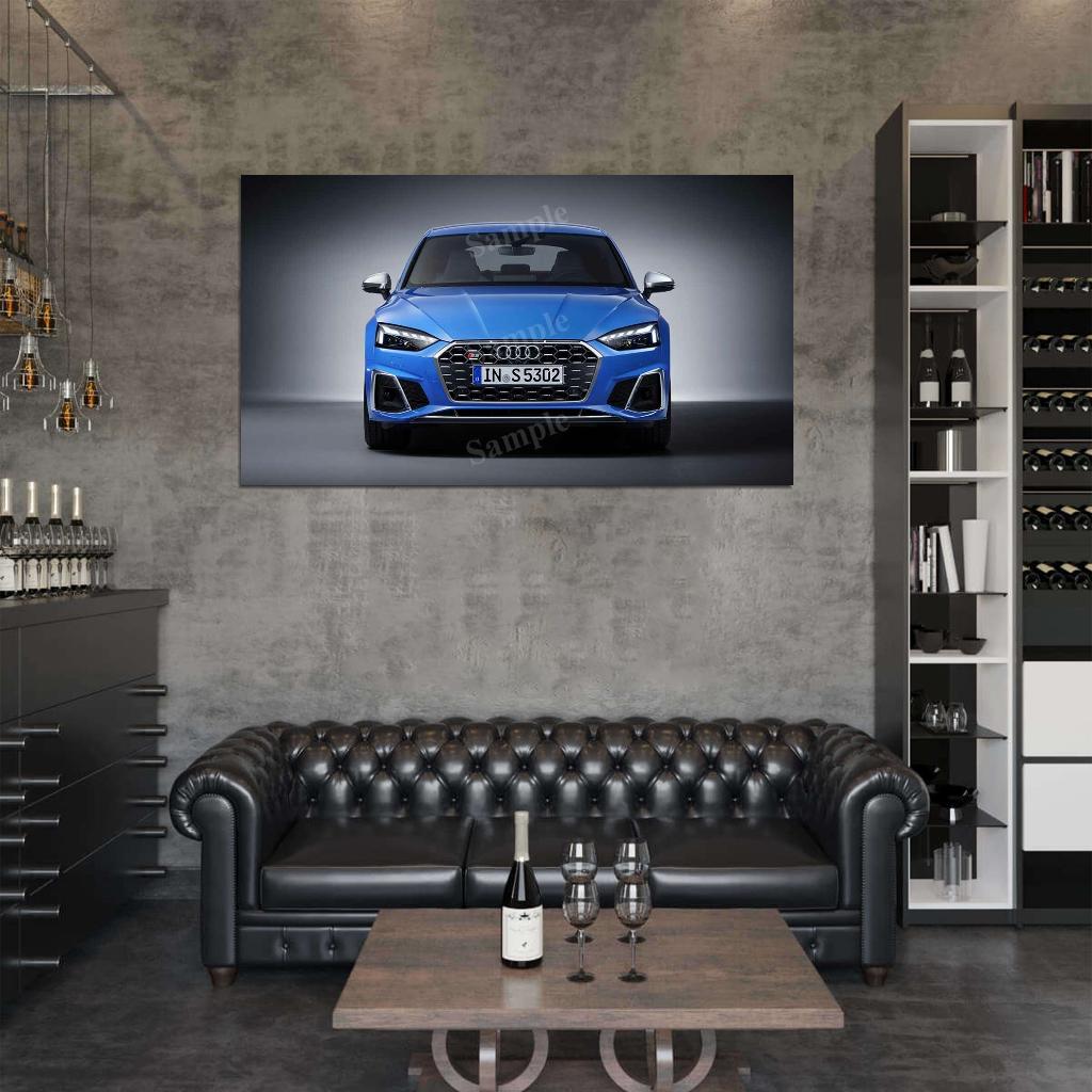 S5 Sportback Tdi Blue High Res HD HQ Car Posters Home Decor Aesthetic Garage Man Cave For Men Boys Wall Art Poster