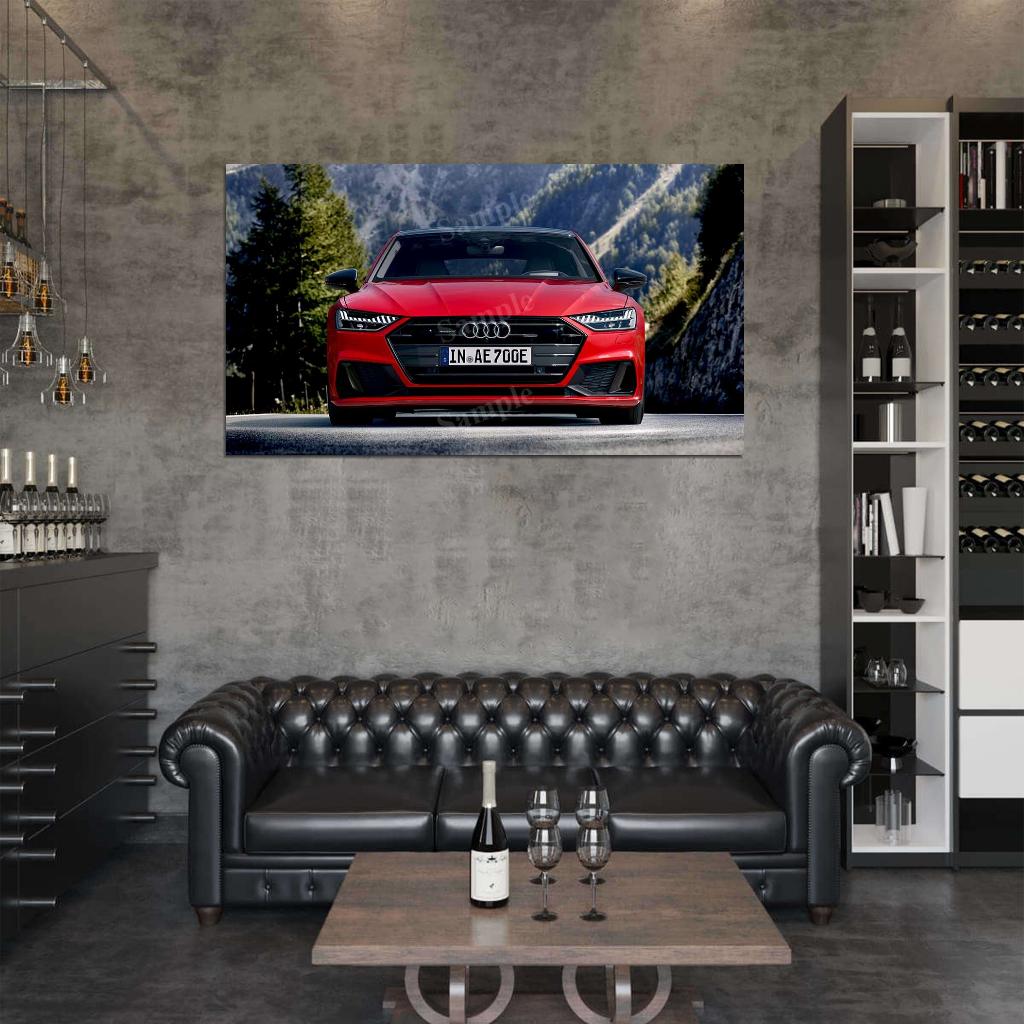 A7 Sportback 55 Tfsi Red High Res HD HQ Car Posters Home Decor Aesthetic Garage Man Cave For Men Boys Wall Art Poster