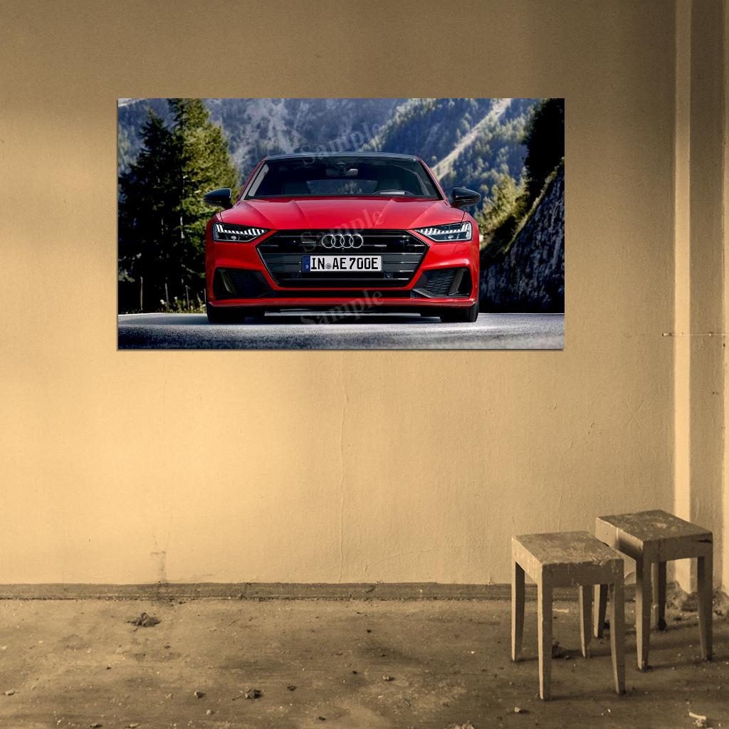 A7 Sportback 55 Tfsi Red High Res HD HQ Car Posters Home Decor Aesthetic Garage Man Cave For Men Boys Wall Art Poster