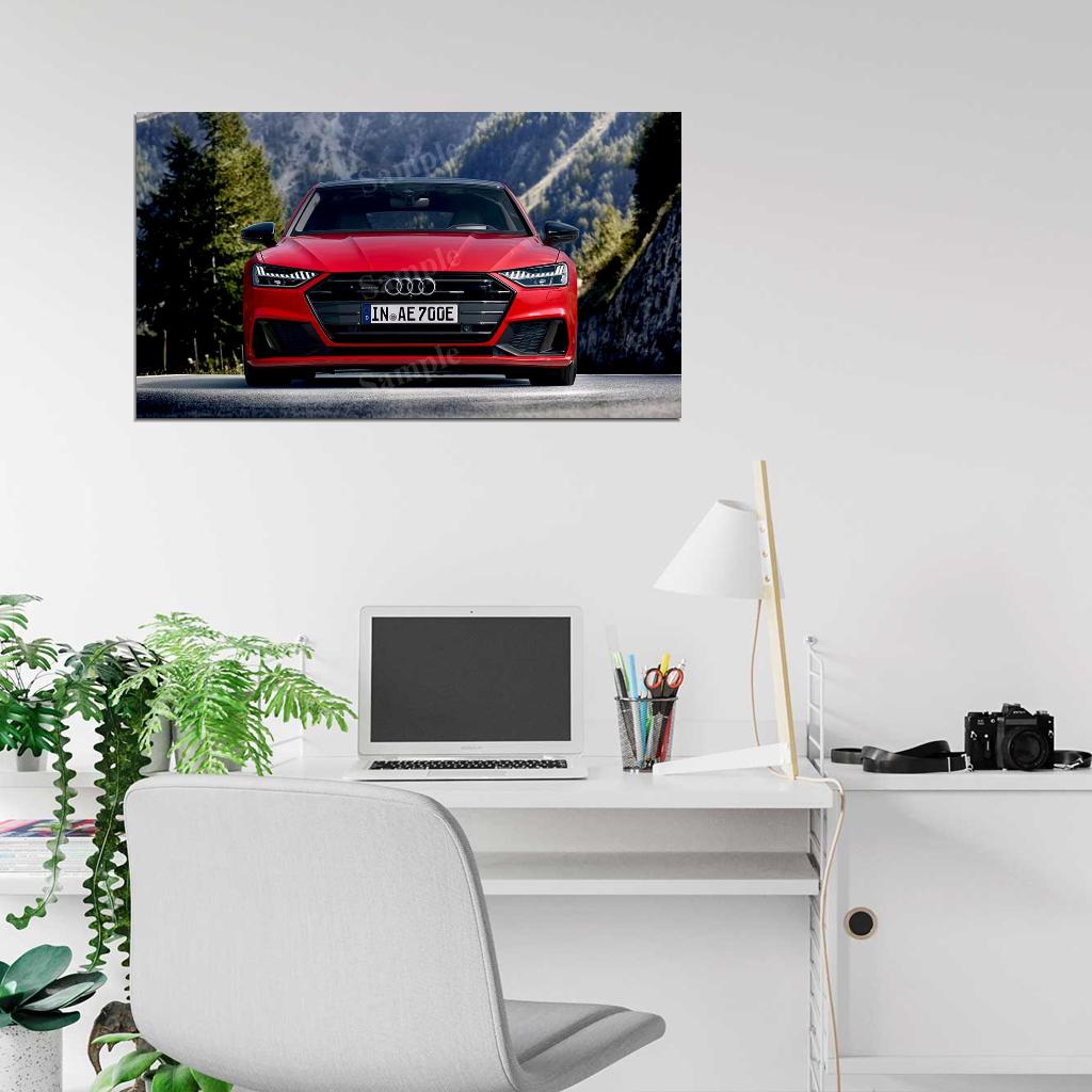 A7 Sportback 55 Tfsi Red High Res HD HQ Car Posters Home Decor Aesthetic Garage Man Cave For Men Boys Wall Art Poster