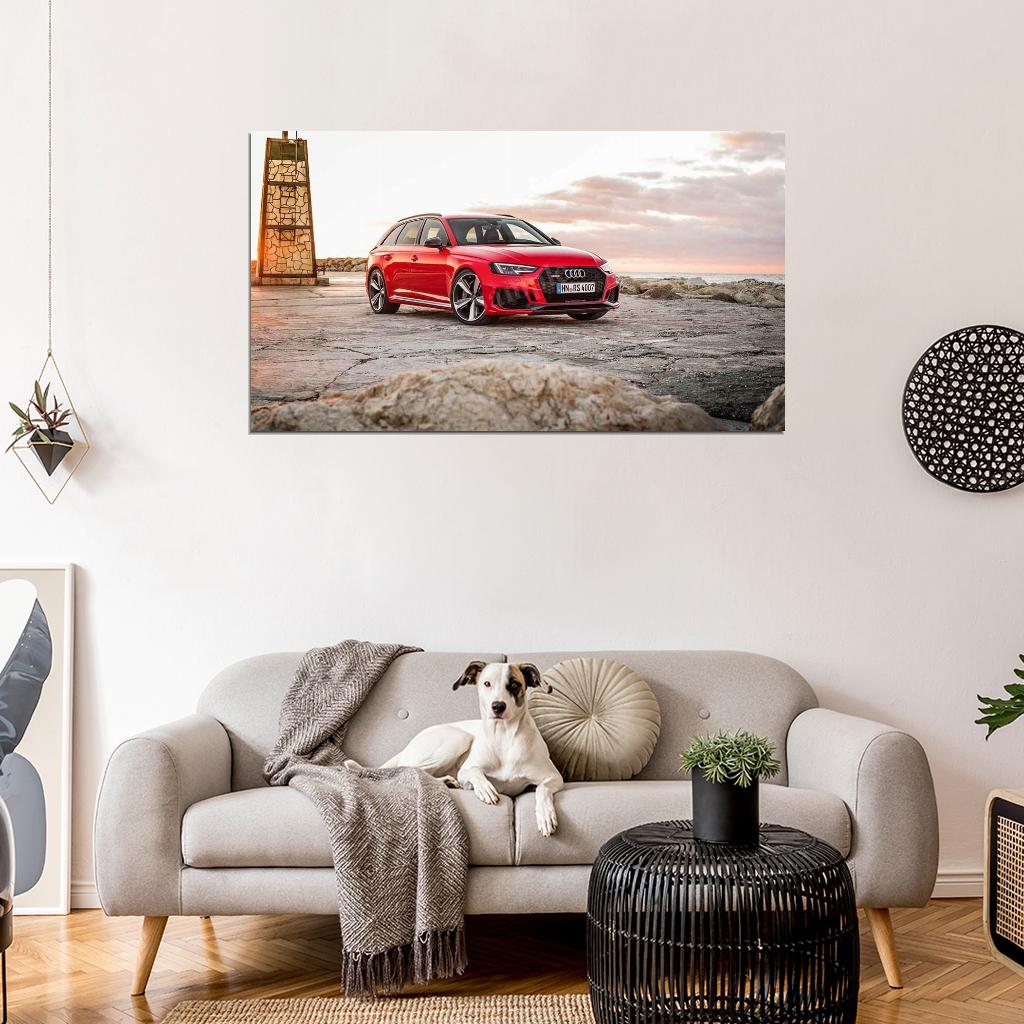 Rs4 Avant Red High Res HD HQ Car Posters Home Decor Aesthetic Garage Man Cave For Men Boys Wall Art Poster