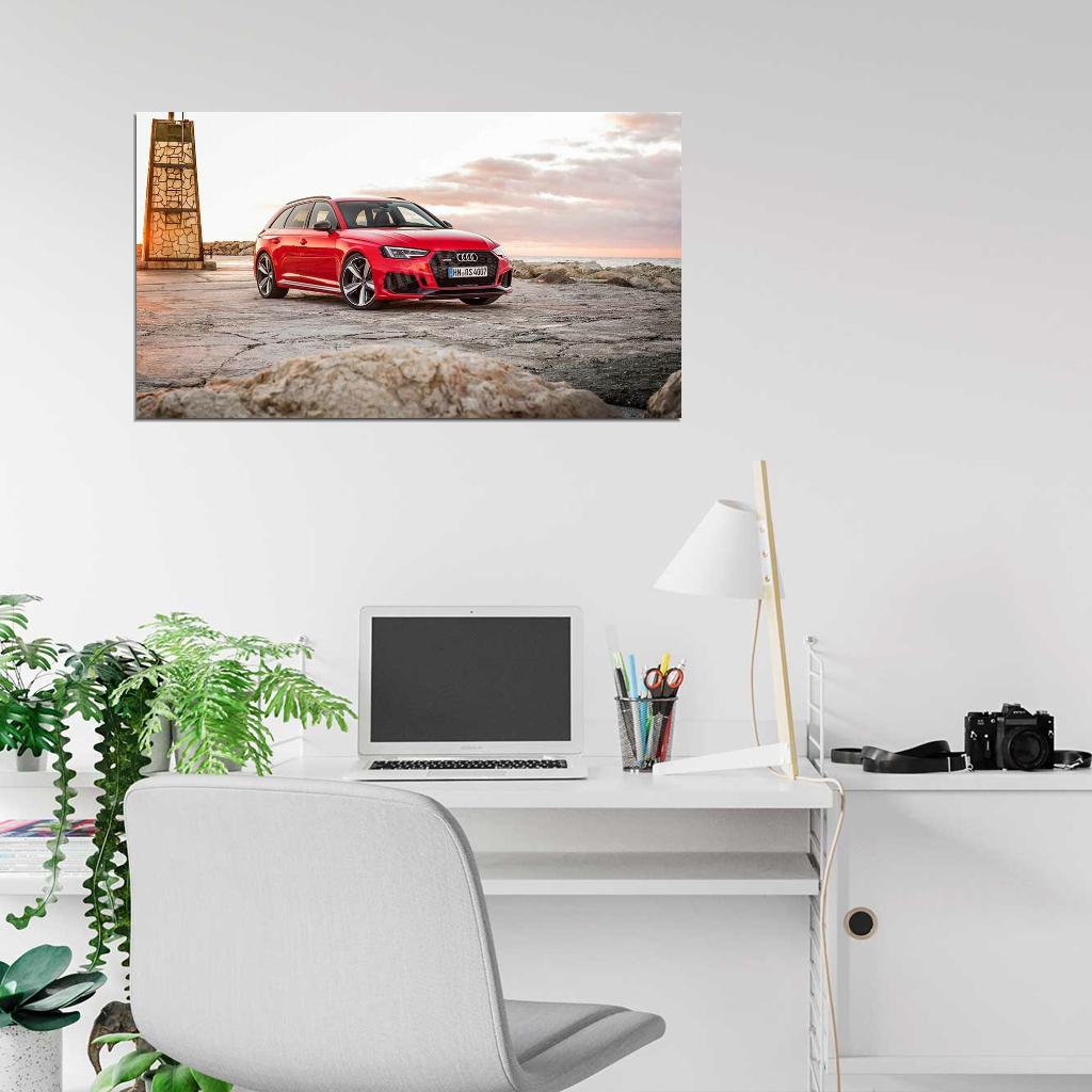 Rs4 Avant Red High Res HD HQ Car Posters Home Decor Aesthetic Garage Man Cave For Men Boys Wall Art Poster