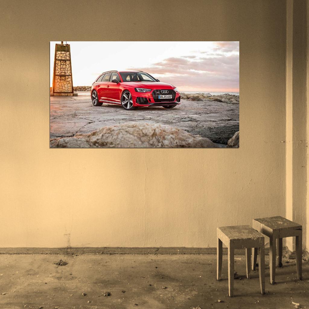 Rs4 Avant Red High Res HD HQ Car Posters Home Decor Aesthetic Garage Man Cave For Men Boys Wall Art Poster