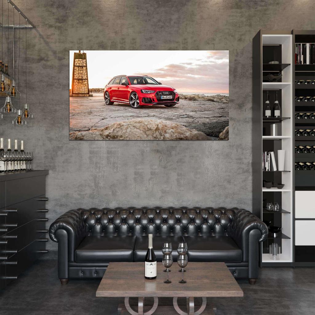 Rs4 Avant Red High Res HD HQ Car Posters Home Decor Aesthetic Garage Man Cave For Men Boys Wall Art Poster