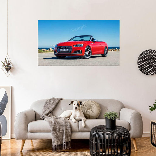 S5 Cabriolet Red High Res HD HQ Car Posters Home Decor Aesthetic Garage Man Cave For Men Boys Wall Art Poster