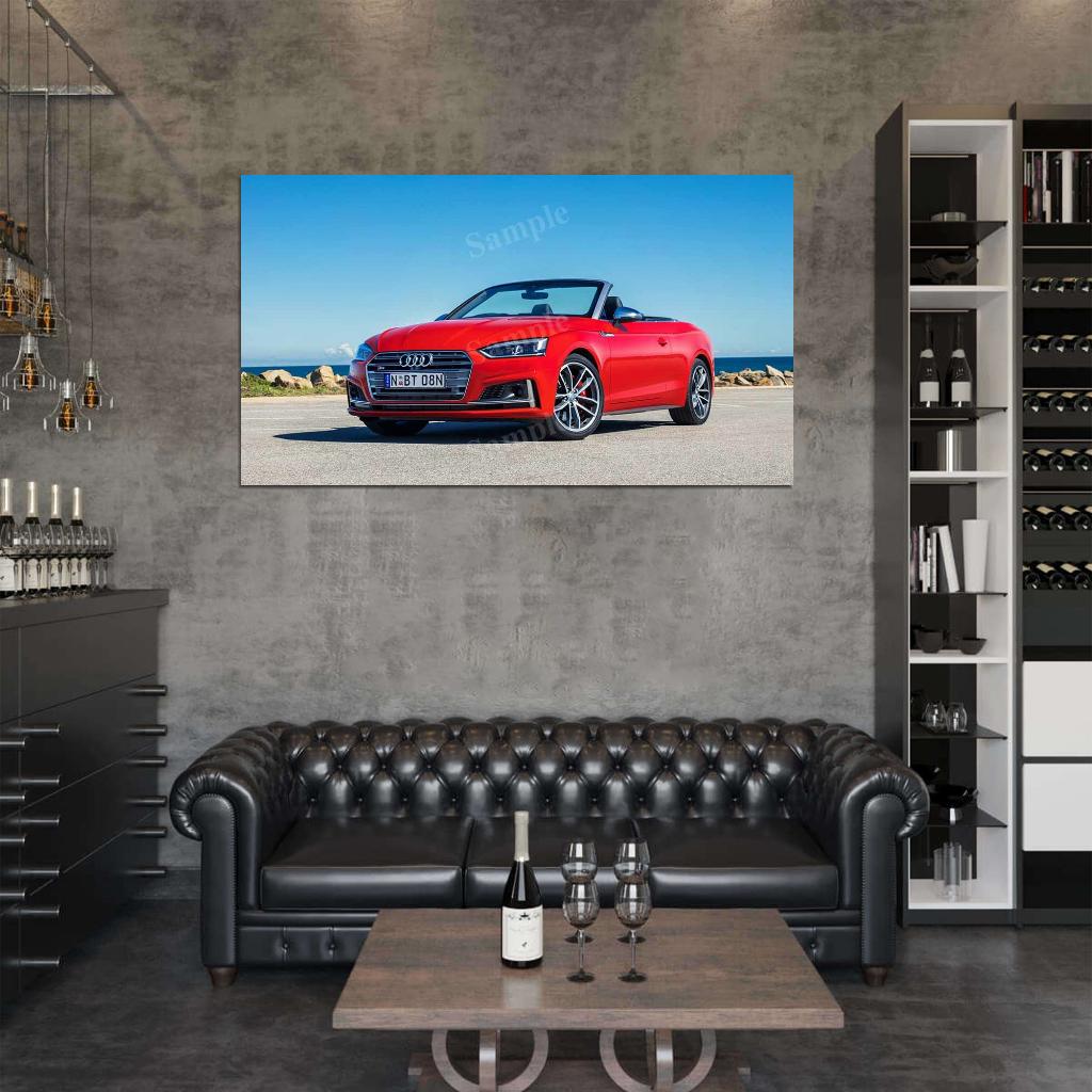 S5 Cabriolet Red High Res HD HQ Car Posters Home Decor Aesthetic Garage Man Cave For Men Boys Wall Art Poster